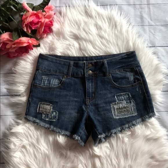 Altar'd State Pants - Altar’d State Patchwork Distressed Jean Shorts